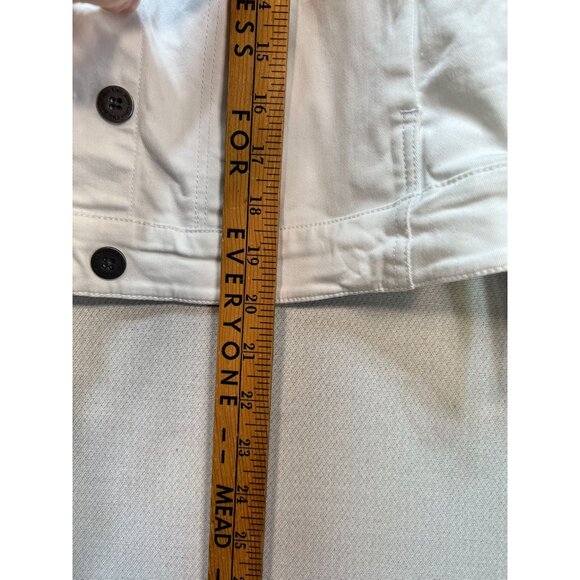 Calvin Klein Jeans Womens denim Jacket Medium White Button Front Embroidered - Picture 7 of 12